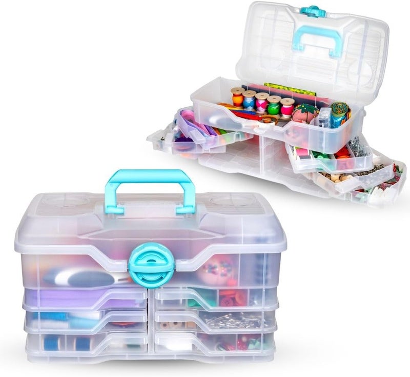 ArtBin Clear Plastic Organizer Small Parts Organizer - for DIY Arts & Crafts Storage Boxes & Organizers, Sewing Storage - Storage Box with Compartments, Project Box - Large (6 Pivot Trays) 6963PB - Image 1